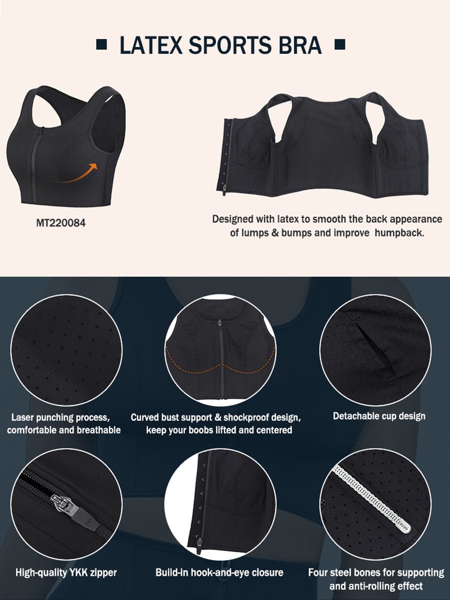 Wholesale Zipper Sports Shockproof Bra Crop With Four steel Boning