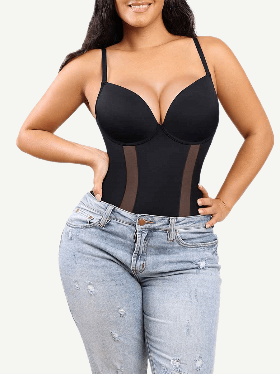 Wholesale One-Piece Bodysuit Back Large U-shaped Design with 3/4 Cup