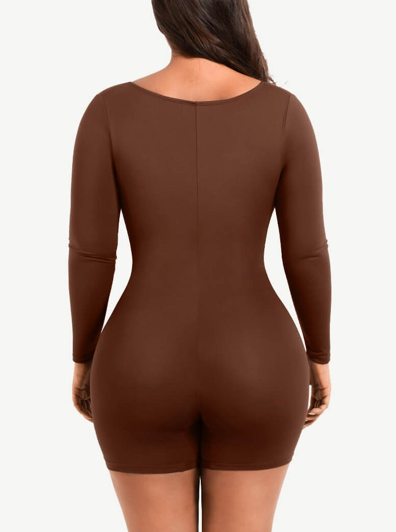 Wholesale Full Body Deep V-Neckline Mid-Thigh Tummy Control Bodysuit