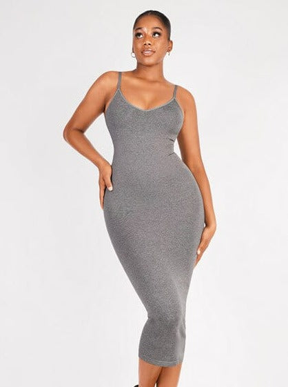 Wholesale Seamless Spaghetti Strap V-neck Maxi Shaper Dress