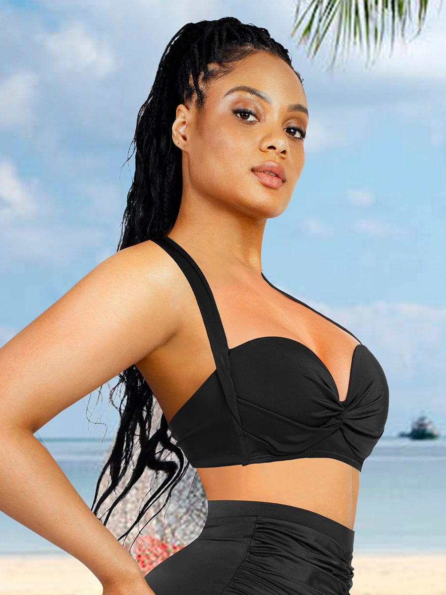 Wholesale Tankini Top With Strappy Detail And Bra Twist Knot Design