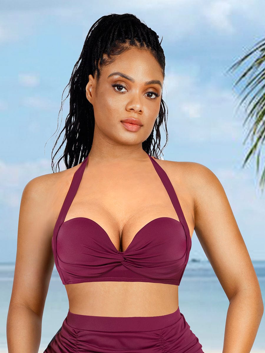 Wholesale Tankini Top With Strappy Detail And Bra Twist Knot Design