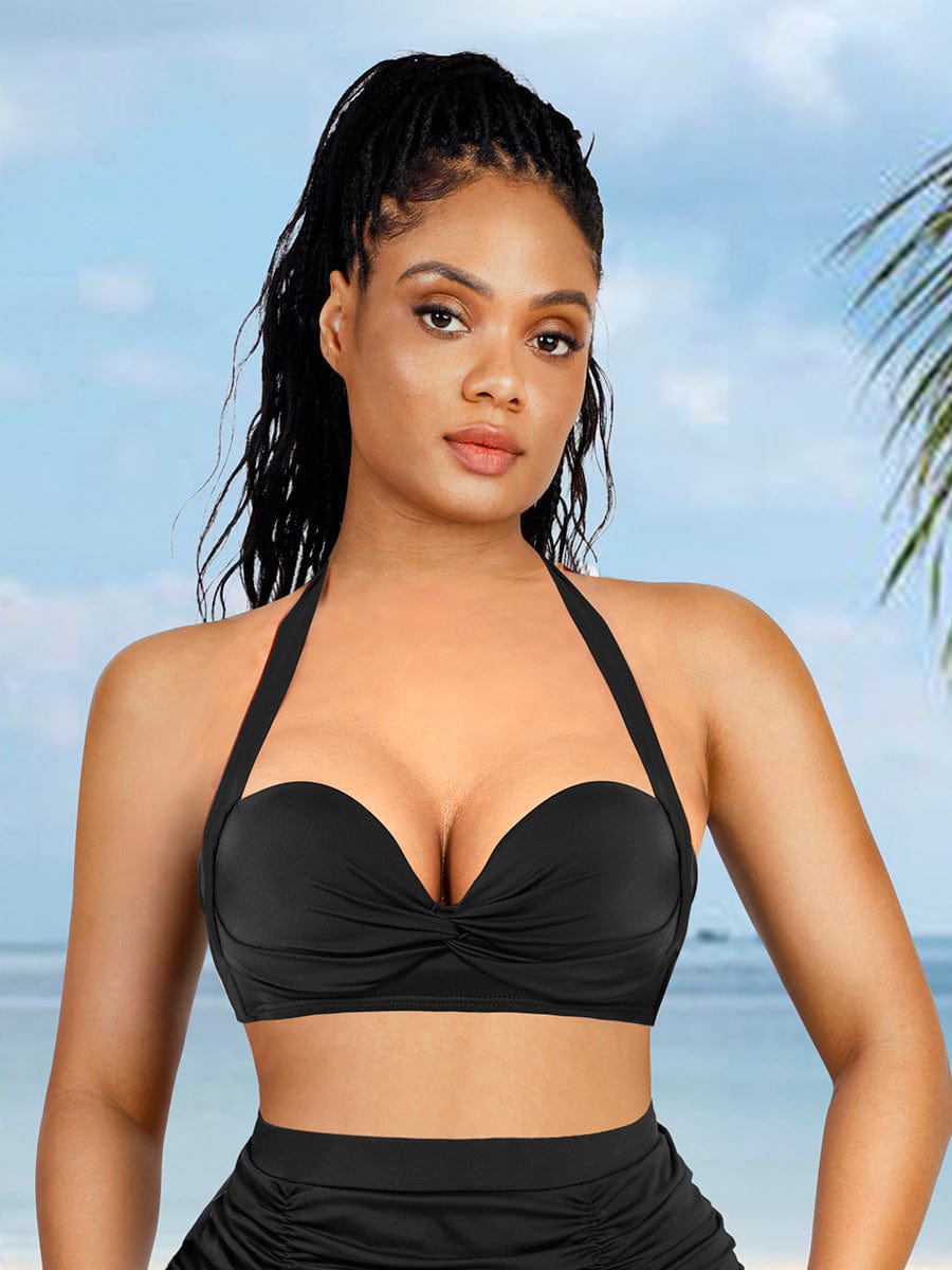 Wholesale Tankini Top With Strappy Detail And Bra Twist Knot Design