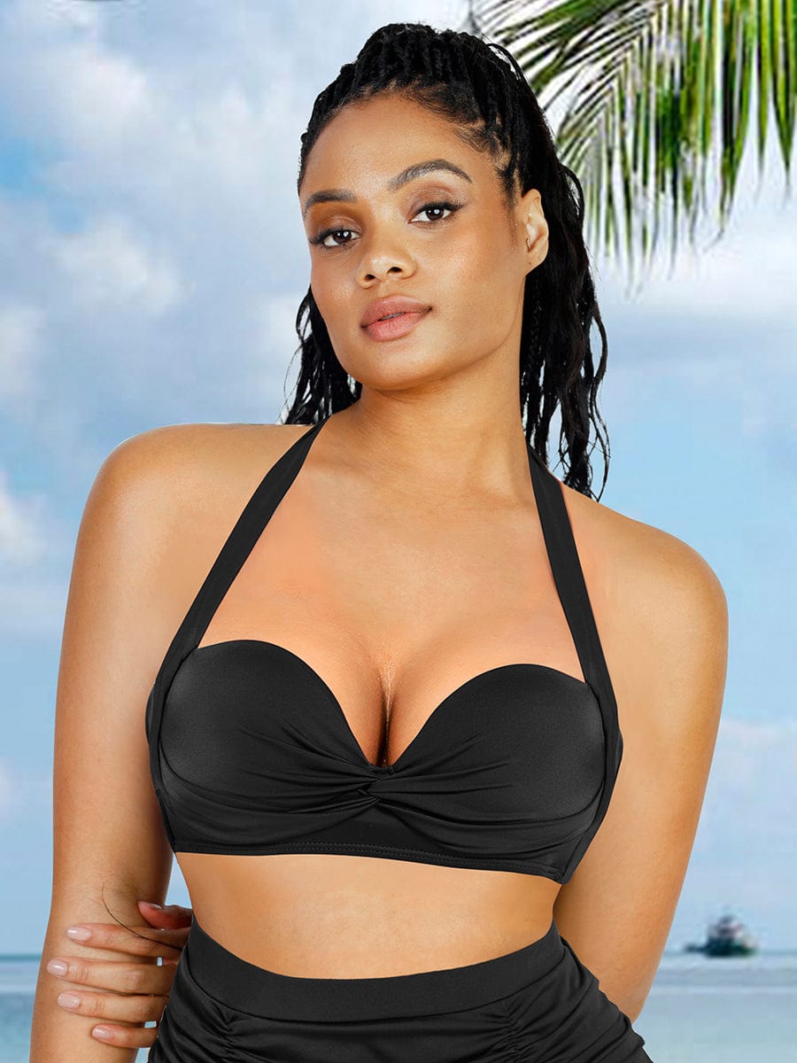 Wholesale Tankini Top With Strappy Detail And Bra Twist Knot Design
