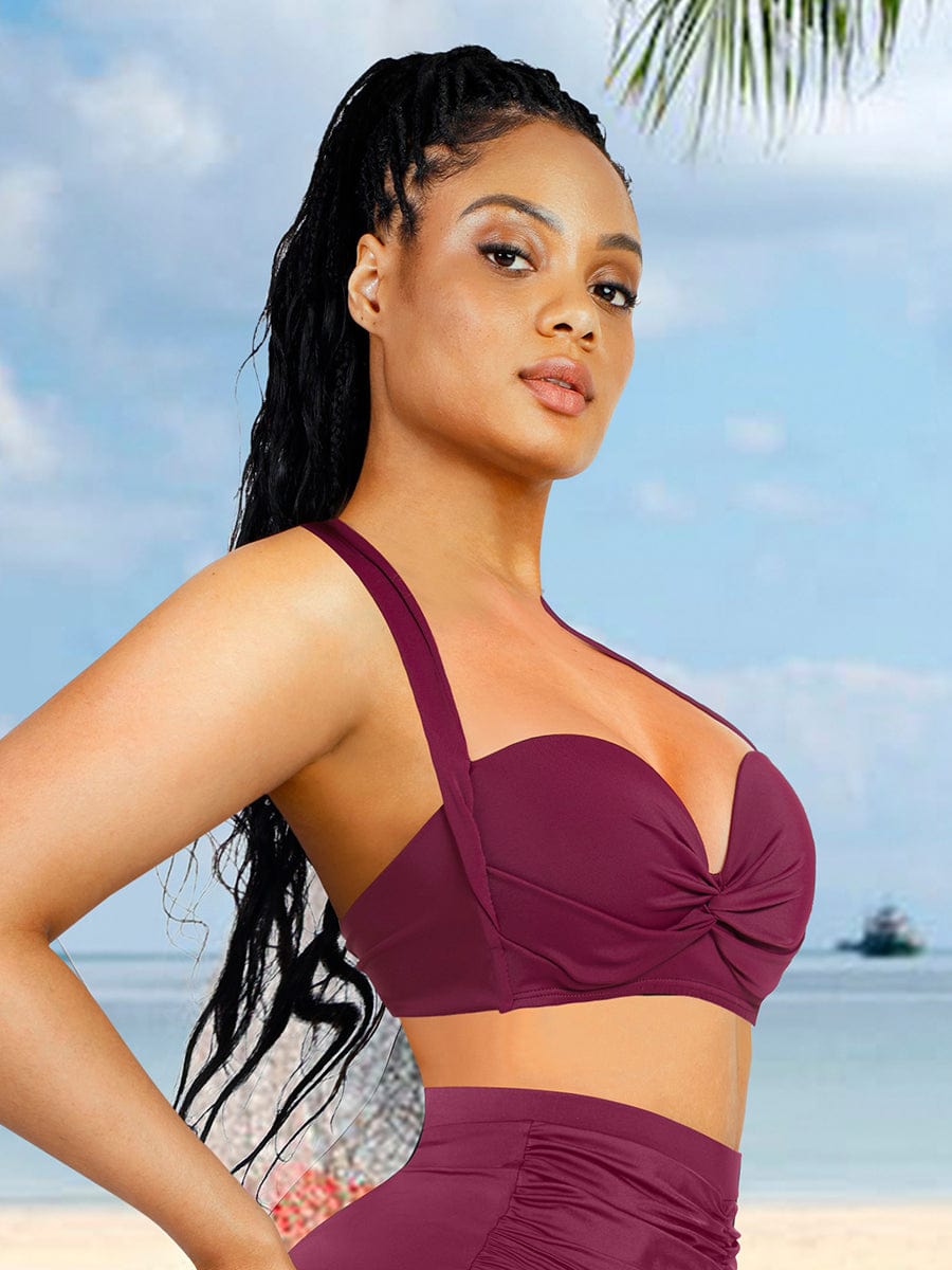 Wholesale Tankini Top With Strappy Detail And Bra Twist Knot Design