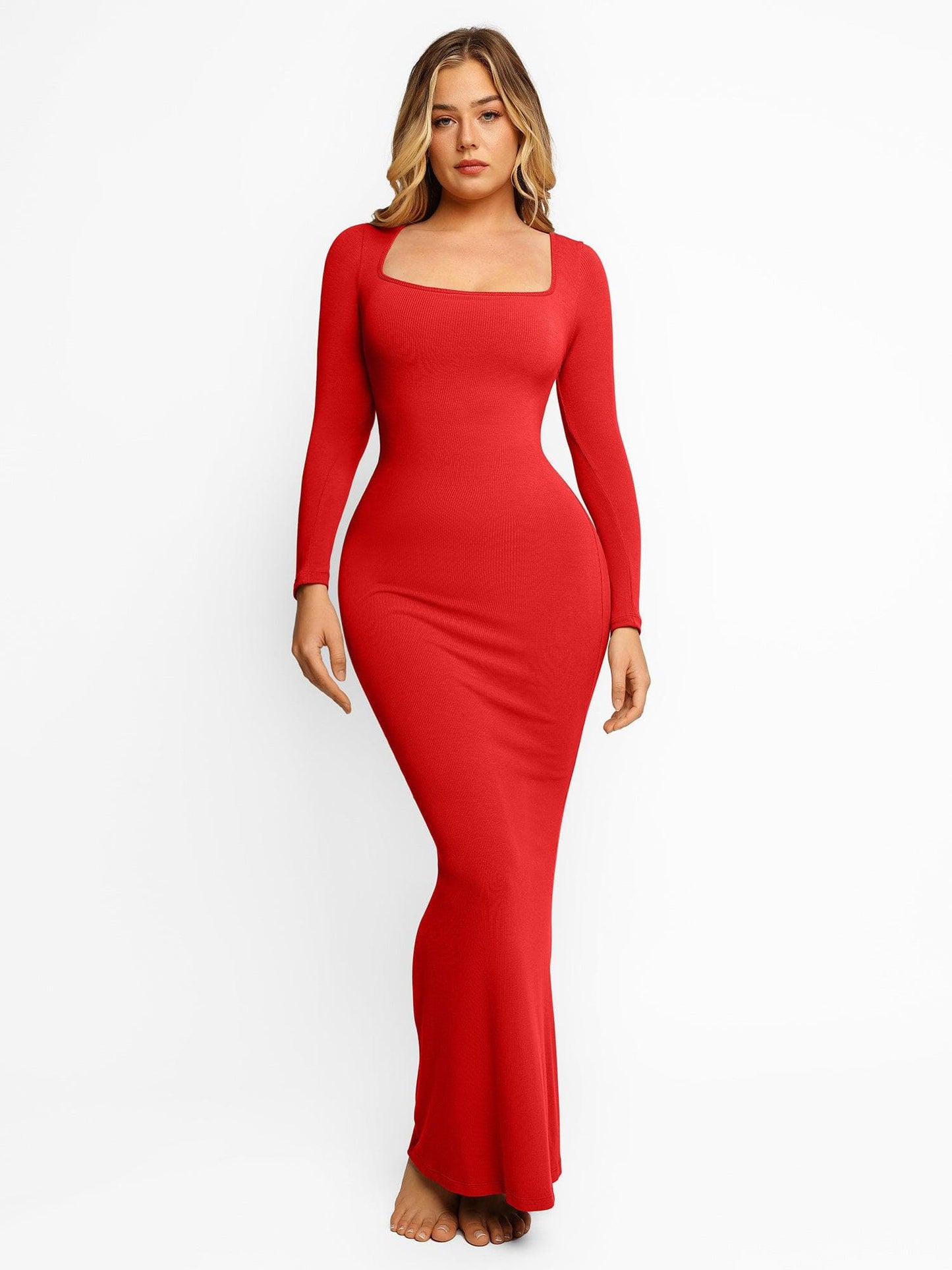 Built-In Shapewear Long Sleeve Maxi Lounge Dress