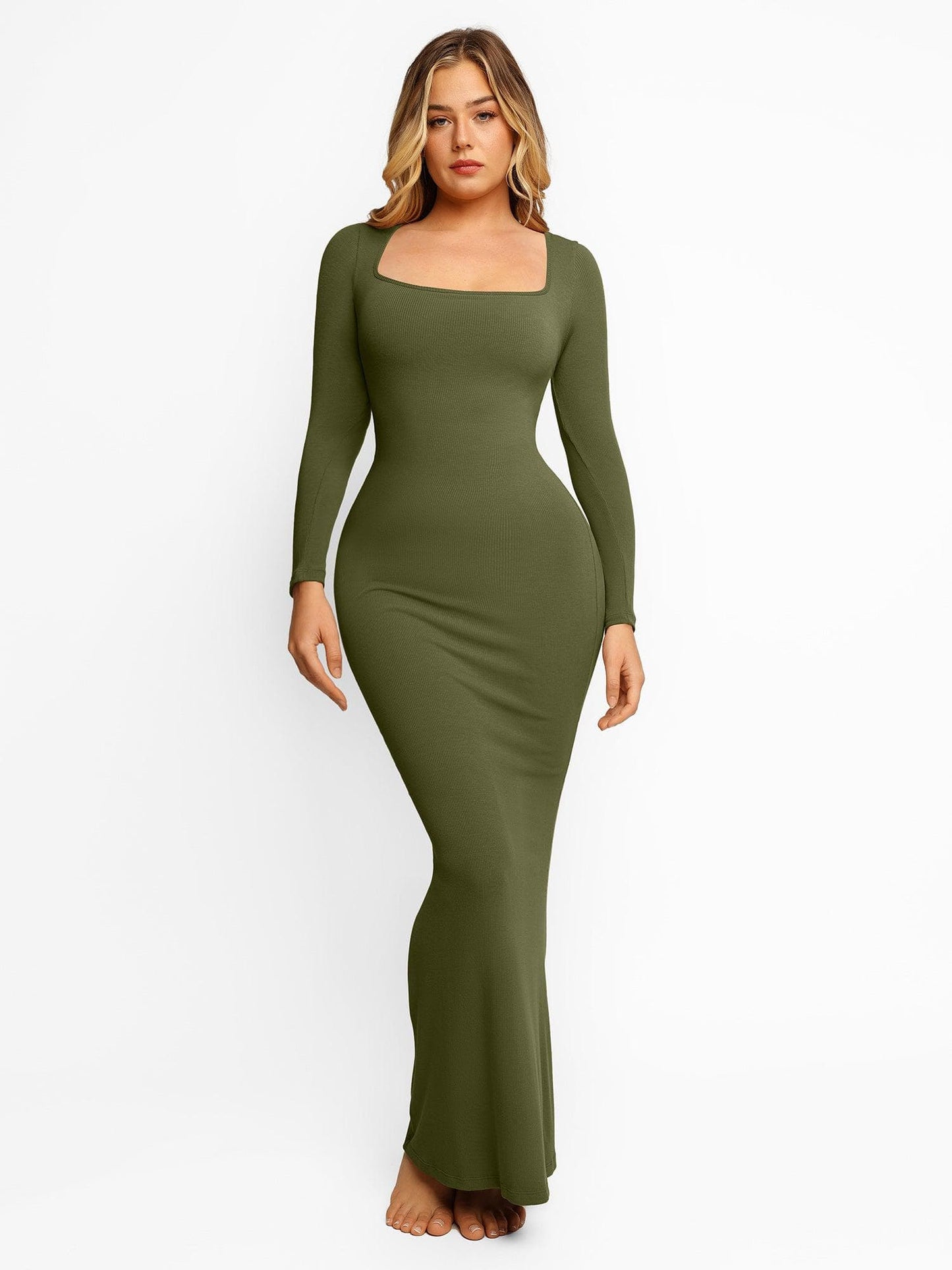 Built-In Shapewear Long Sleeve Maxi Lounge Dress