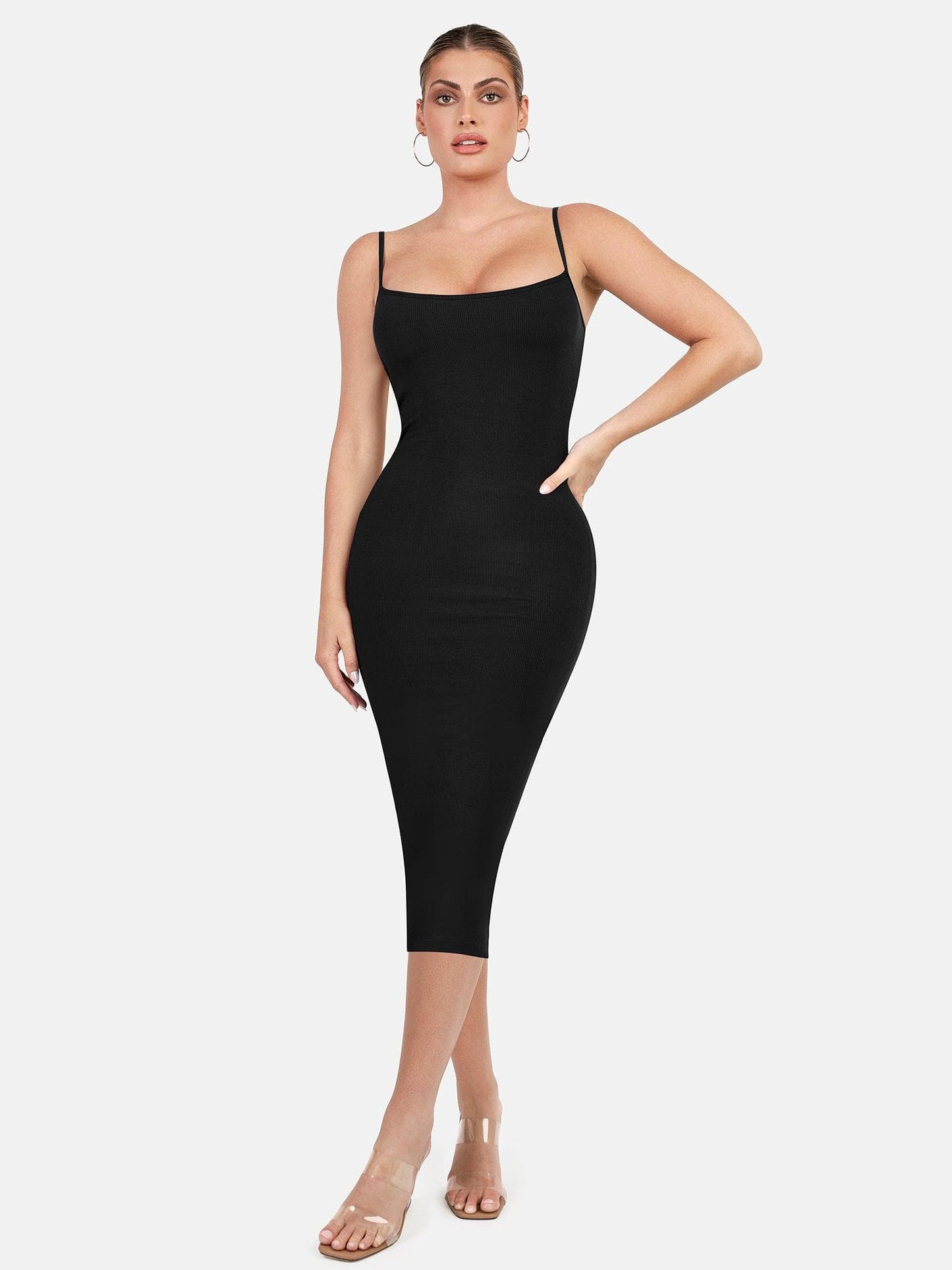 Built-In Shapewear Slip Midi Lounge Dress