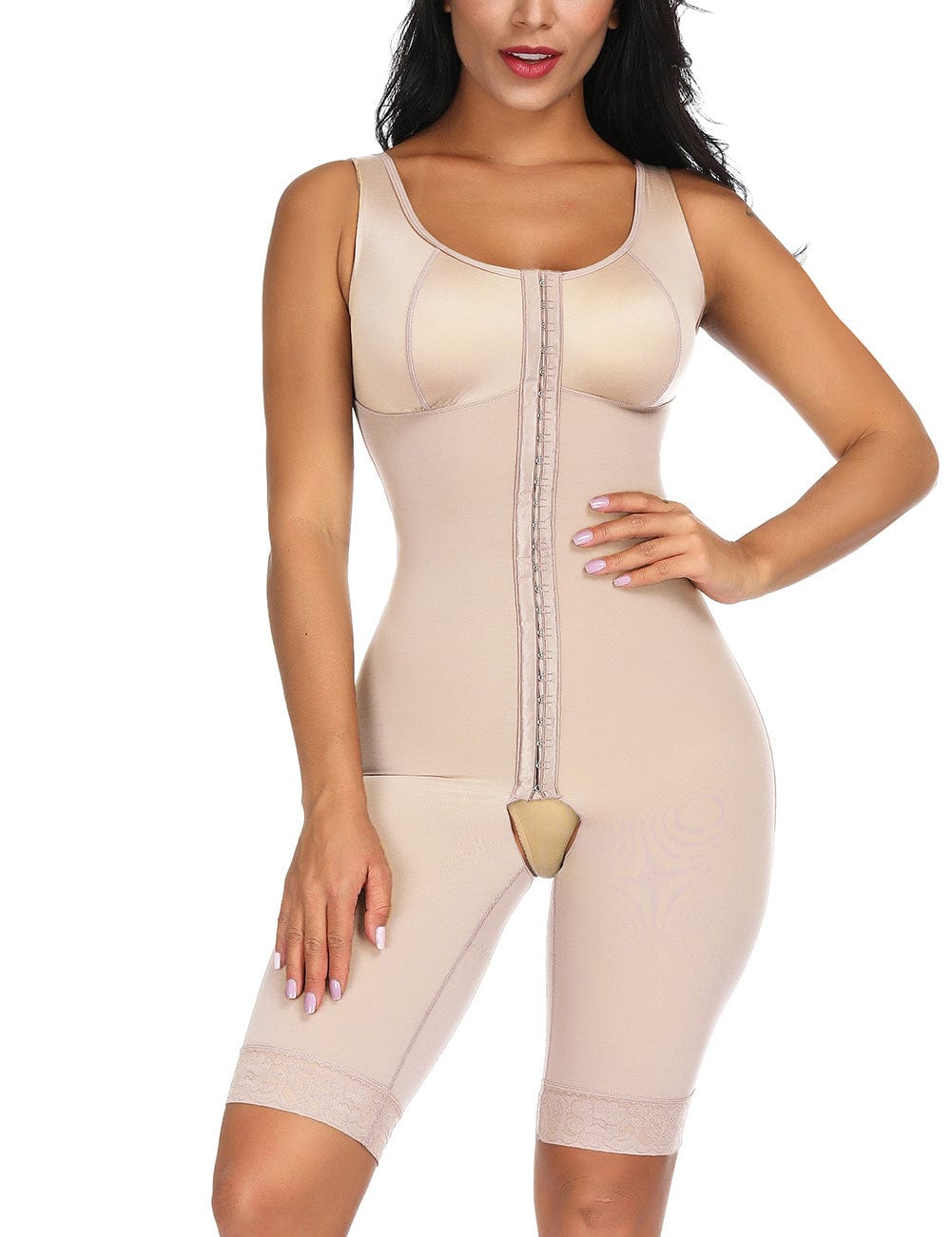 Wholesale Ultimate Stretch Nude Hooks Crotchless Unpadded Big Size Fajas Bodysuit