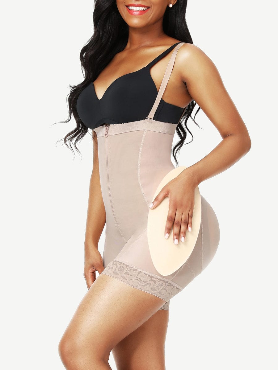 Wholesale Butt Lifter High Waist Lace Removable Pads Firm Compression