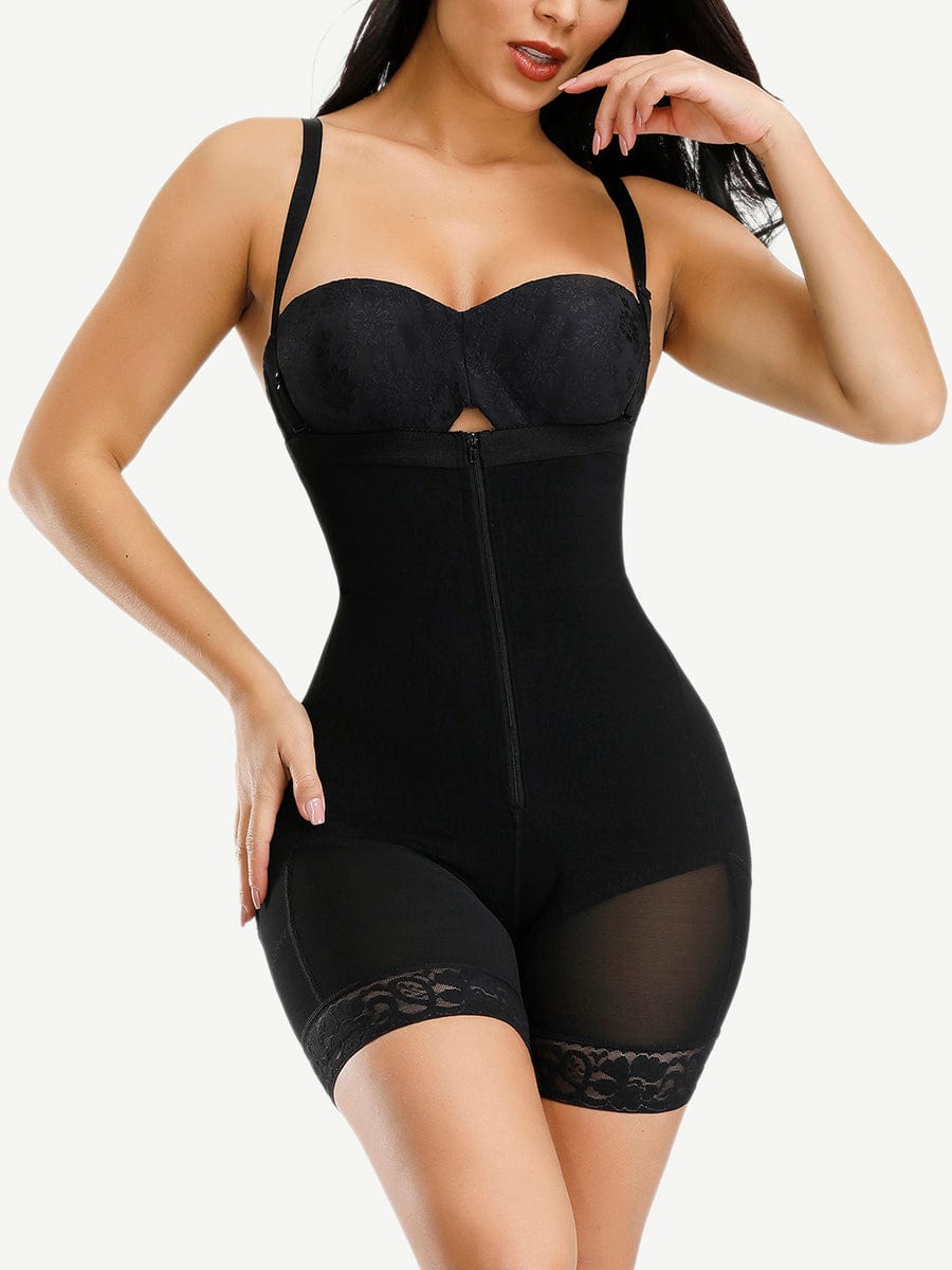 Wholesale Detachable Straps Full Body Shaper Zipper Fajas Abdominal Control