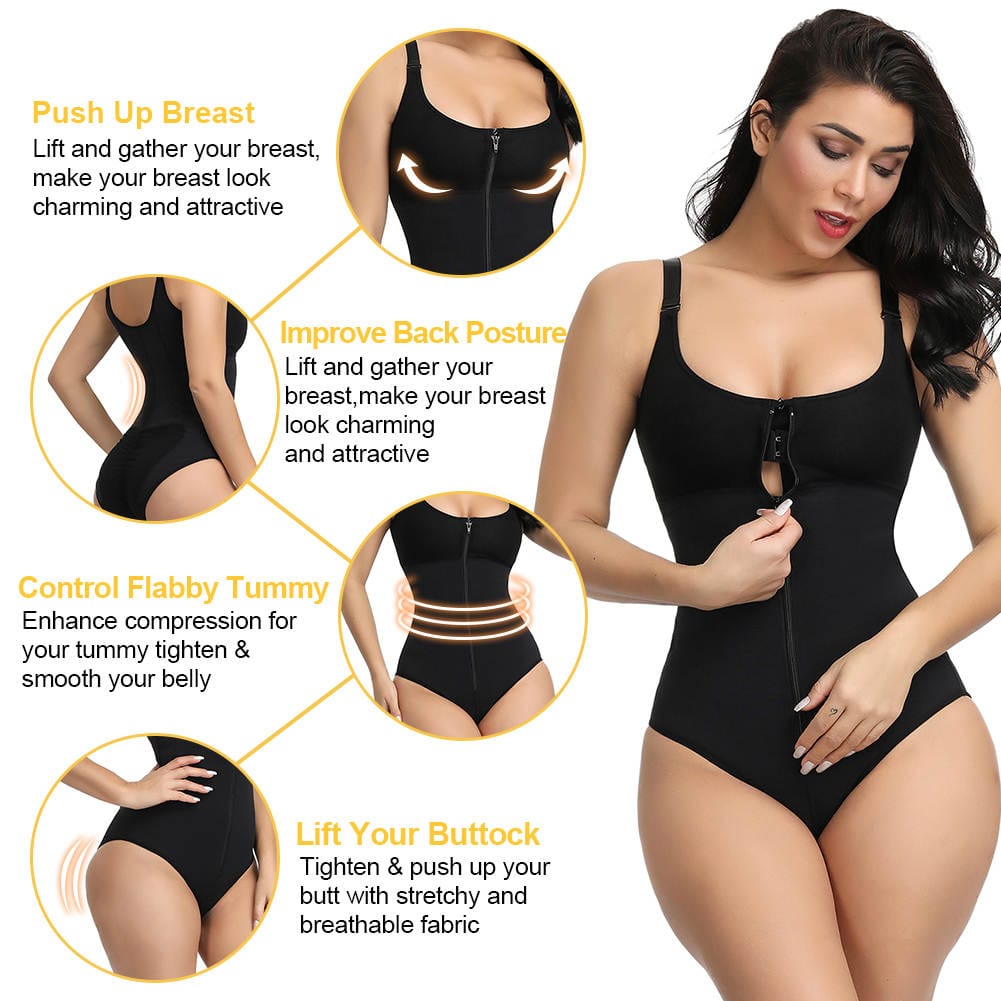 Wholesale Large Size Full Body Shaper Fajas Front Zipper Smooth Abdomen