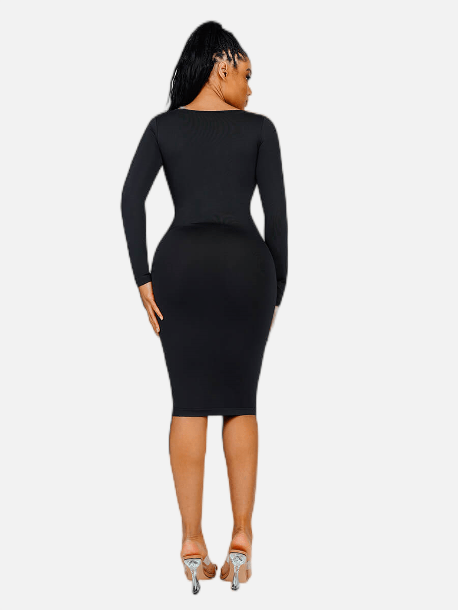 Wholesale Seamless Square Neck Long Sleeve Dress