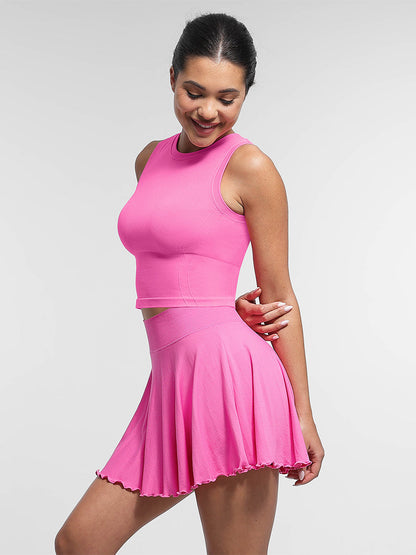 Supportive Seamless Sports Top with Built-in Bra & Removable Cups