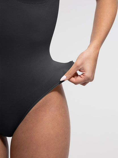 Seamless Bust Support Waist and Abdomen Control Thong Bodysuit