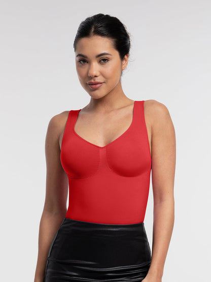 Seamless Bust Support Waist and Abdomen Control Thong Bodysuit