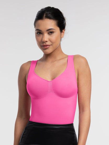 Seamless Bust Support Waist and Abdomen Control Thong Bodysuit