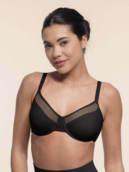 Sexy Mesh Full Coverage Unlined Underwire Bra with Adjustable Straps