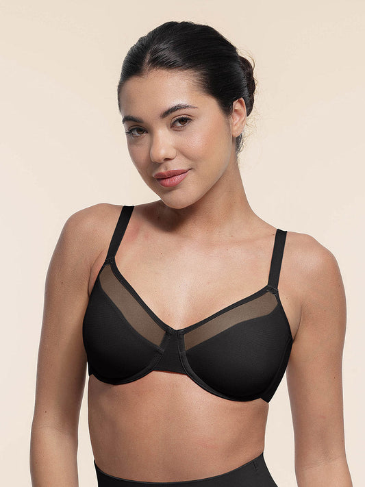 Sexy Mesh Full Coverage Unlined Underwire Bra with Adjustable Straps
