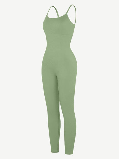 High Stretchy Seamless Sling Tummy Control Jumpsuit Removable cup pads
