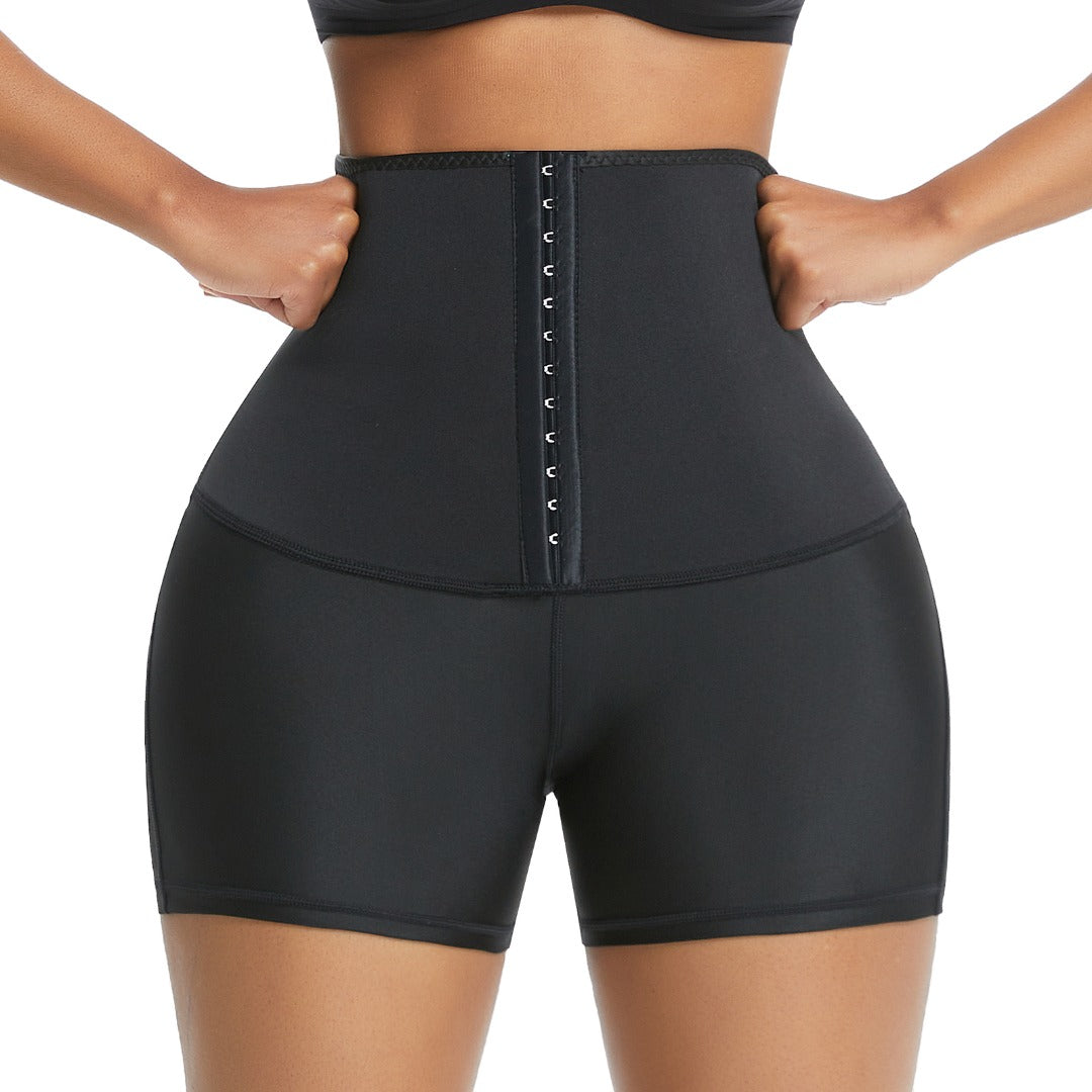 Black Neoprene High Waisted Waist Trainer Booty Shorts