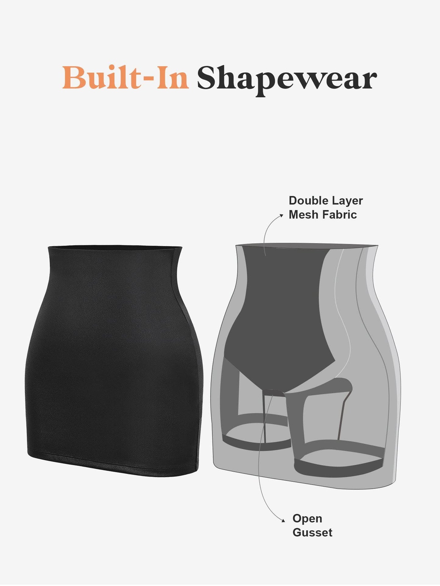 Built-In Shapewear Faux Leather Mini Skirt