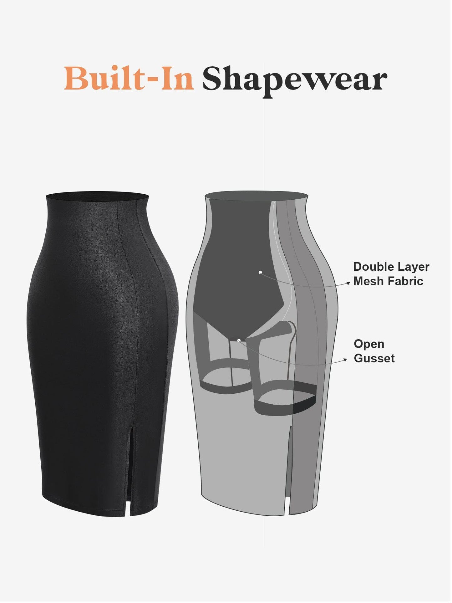 Built-In Shapewear Leather Skirt
