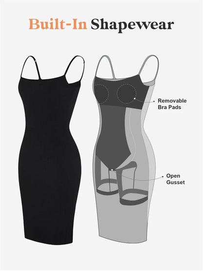 Built-In Shapewear Slip Midi Lounge Dress