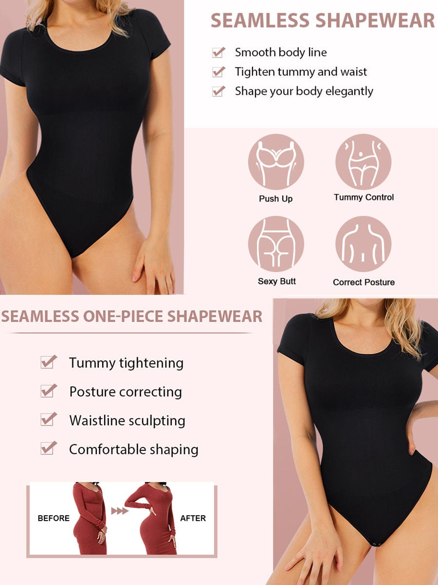 Wholesale Seamless One-Piece Short-Sleeved Thong Bodysuit